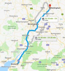 Bristol to Nottingham